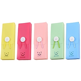 Plastic Pen & Pencil Case, Stationery Storage Box, Rectangle with Smiling Face Pattern