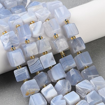 Натуральный голубой кружевной агат бисер нитей, кубические, с бисером