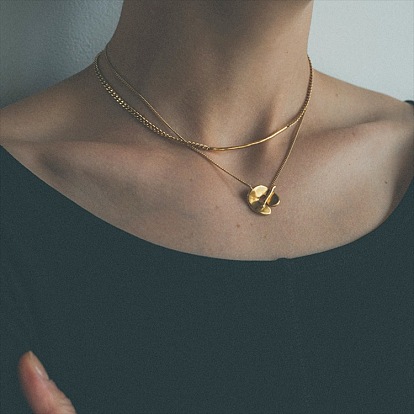 Vintage Brass Gold Plated Dual-use Sweater Chain Necklace - Retro Design, Japanese Style