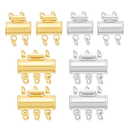 8Pcs 4 Styles Brass Slide Lock Clasps, Column