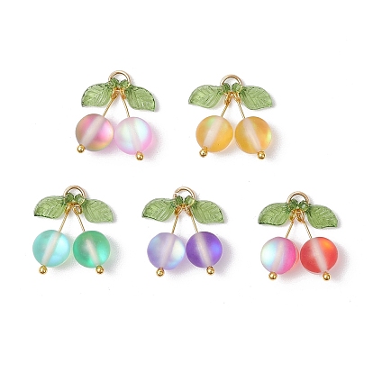 5 шт. 5 цвета окрашенные матовые синтетические лунные камни вишневые подвески, с прозрачным акриловым листом и 304 соединительными кольцами из нержавеющей стали, золотые