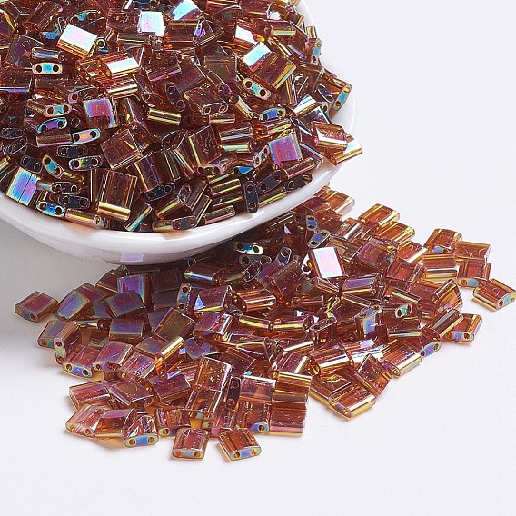 MIYUKI TILA Beads, Japanese Seed Beads, 2-Hole, Transparent Colours AB