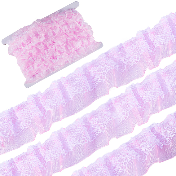 12.5 ярдов двухслойной отделки из полиэстерового кружева, плиссированная лента, для аксессуаров для одежды