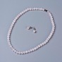 Edelstein-Schmuck-Sets, Perlenketten und Ohrstecker, mit Messing-Magnet schließen, facettiert, Runde