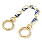 Alloy Evil Eye Enamel Link Bag Extender Chains, with Golden Plated Swivel Clasps, Blue