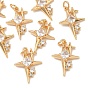 Pendentifs en laiton Shegrace pavés de zirconiums cubiques transparents, charmes étoiles, sans cadmium et sans plomb et sans nickel
