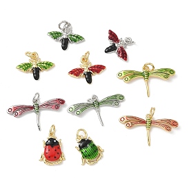 Подвески из латуни с эмалью на тему насекомых, стойки покрытие, без кадмия и без свинца, долговечный, с целью перехода в кольце, настоящий 18k позолоченный/платиновый