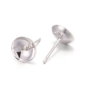 925 Sterling Silver Stud Earring Findings, For Half Drilled Beads