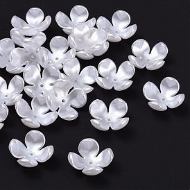 4 - capsules en plastique imitation perle, fleur, 24x24x11mm, trou: 2 mm, environ 200 PCs / sachet 