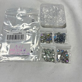 48pcs 4 couleurs galvanoplastie perles de verre, facette, top foré, larme