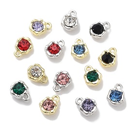 Rack Plating Alloy Rhinestone Charms, Lead Free & Cadmium Free & Nickel Free, Flower