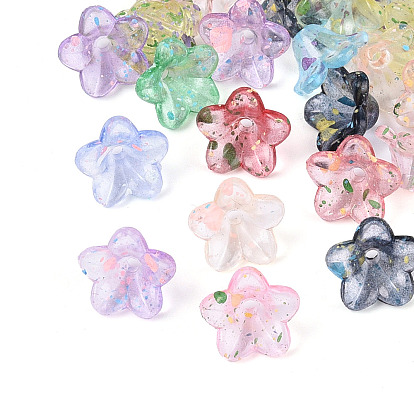 Прозрачные колпачки для бусин, окрашенные акриловой краской из баллончика, цветок