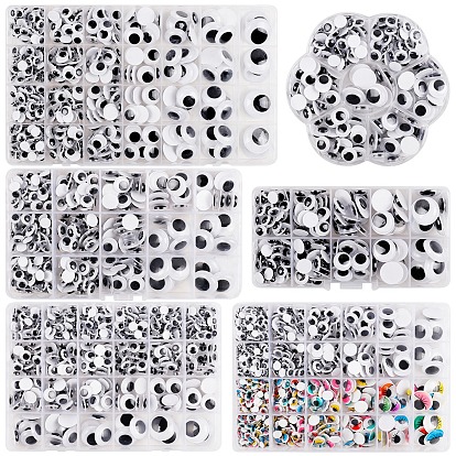 Cabujones de ojos móviles de plástico semicirculares, Para juguetes de muñecas diy, fabricación de animales de peluche
