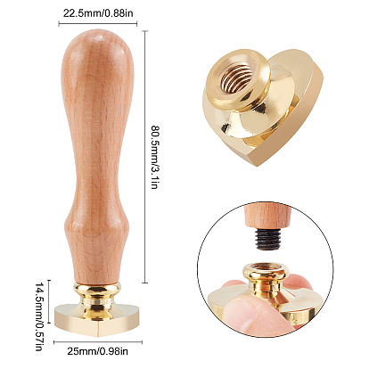 CRASPIRE DIY Wax Seal Stamp Kit, Including Heart Blank Wax Seal Brass Stamp Head, with Beech Wood Handles, For Retro Vintage Wax Seal Stamp