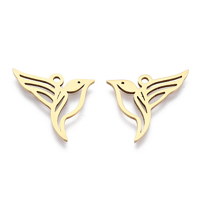 Pendentifs en acier inoxydable, charme d'oiseau