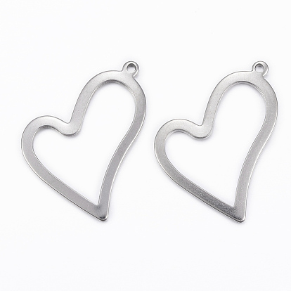 304 Stainless Steel Open Heart Pendants, Hollow