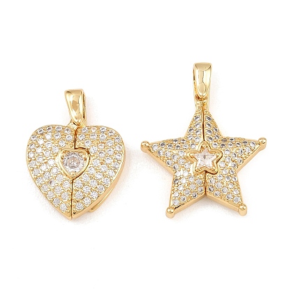 Латунные микропаве кубические цирконии открывающиеся подвески, реальный 18 k позолоченный