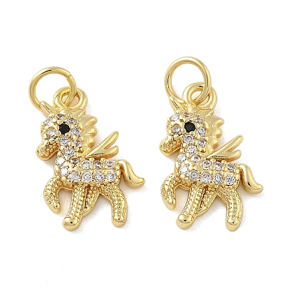 Латунные микро проложить кубического циркония подвески, единорог, без свинца и без кадмия, долговечный, стойки покрытие, с целью перехода в кольце