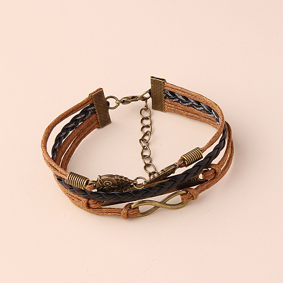 Vintage Leather Bracelet with Personalized Letter Multi-layer Hand Jewelry - European and American Style