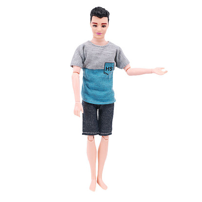 Two-piece Letter Pattern Short Sleeves & Shorts Jeans Casual Suit Cloth Doll Outfits, for Boy Doll Dressing Accessories