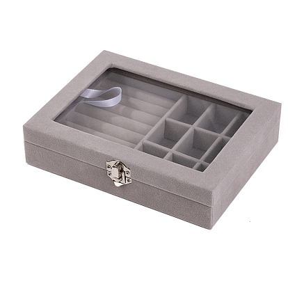 Rectangle Velvet Jewelry Display Case, for Necklaces, Rings, Earrings and Pendants