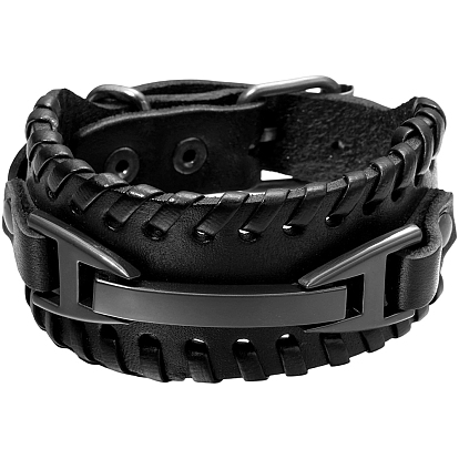 1Мужские браслеты из искусственной кожи с пряжкой из сплава