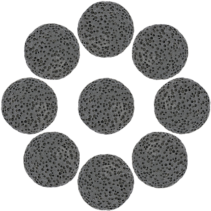 24 шт. Невощеные бусины из натурального вулканического камня., для парфюмерных шариков эфирного масла, ароматерапевтические бусы, нет отверстий / незавершенного, окрашенные, плоско-круглые