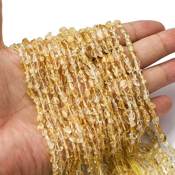 Нити из натуральных бусин цитрина класса АА, самородки