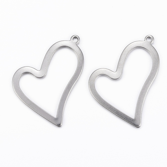 304 Stainless Steel Open Heart Pendants, Hollow