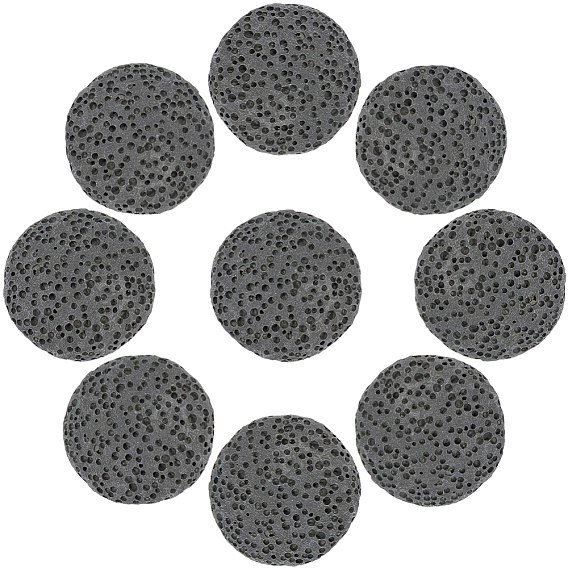 24 шт. Невощеные бусины из натурального вулканического камня., для парфюмерных шариков эфирного масла, ароматерапевтические бусы, нет отверстий / незавершенного, окрашенные, плоско-круглые