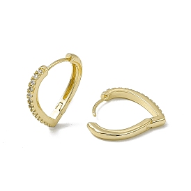 Clear Cubic Zirconia Teardrop Hoop Earrings, Rack Plating Brass Jewelry for Women, Lead Free & Cadmium Free
