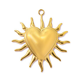 304 подвески из нержавеющей стали, Сердце с подвесками в виде солнечных лучей, ионное покрытие (ip), зеркальная полировка