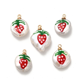 Подвески из натурального пресноводного жемчуга Кеши с красной эмалью, подвески из вишни с фурнитурой из сплава
