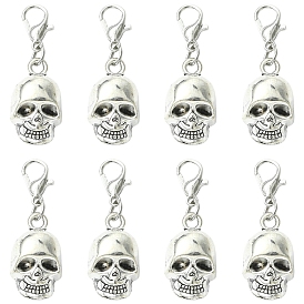 10pcs décorations pendentif crâne en alliage, avec fermoir pince de homard