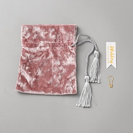 Бархатные мешочки на завязках с кисточкой, мешочки для украшений и конфет, для рождественской свадебной вечеринки, прямоугольные