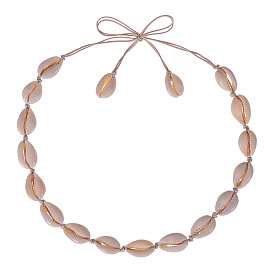 Ожерелье из ракушек с узлами ручной работы, Натуральная модная цепочка на ключицу для женских аксессуаров