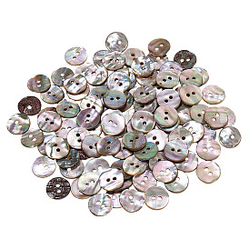 100 шт. пуговицы из натуральной ракушки пауа, 2-луночное, плоско-круглые