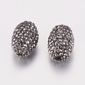 Бусины со стразами, полимерная глина , овальные