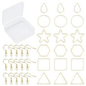 Kits de fabrication de boucles d'oreilles pendantes géométriques en laiton à faire soi-même, inclure des anneaux de liaison et des crochets de boucle d'oreille, formes mixtes