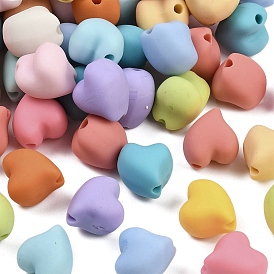 Непрозрачные акриловые бусины, прорезиненный стиль, сердце