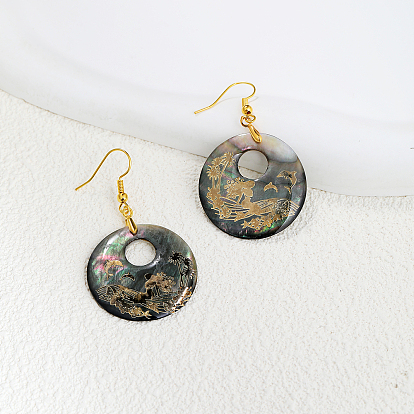 Модные 201 плоские круглые серьги-подвески из нержавеющей стали