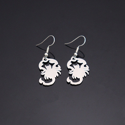 304 Stainless Steel Dangle Earrings for Women, Scorpion