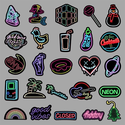 China Factory 50Pcs Neon Style Stickers for Water Bottle Phone Computer  Luggage Guitar Graffiti Patches 24~52x60~75mm, 50pcs/set in bulk online 