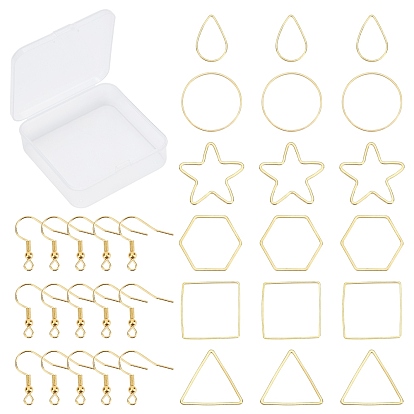 Kits de fabrication de boucles d'oreilles pendantes géométriques en laiton à faire soi-même, inclure des anneaux de liaison et des crochets de boucle d'oreille, formes mixtes