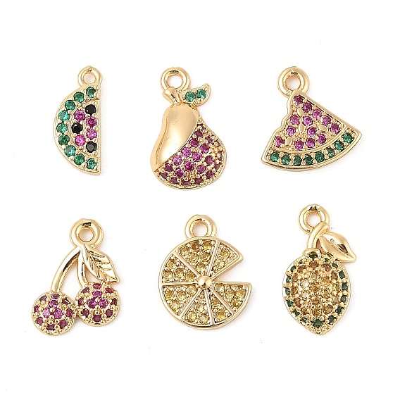 Латунные микро проложить кубического циркония подвески, без кадмия, без никеля и без свинца, фруктовые прелести, реальный 18 k позолоченный