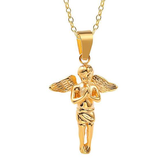 Titanium Steel Angel Fairy Pendant Necklace