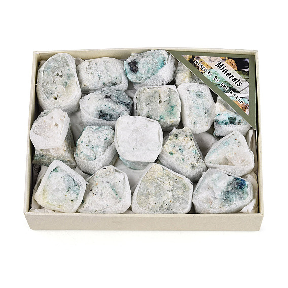 Natural Gemstone Geode Cornucopia Mineral Specimen, Raw Crystal Cluster, Healing Crystal Home Decor Gift, with Paper Box