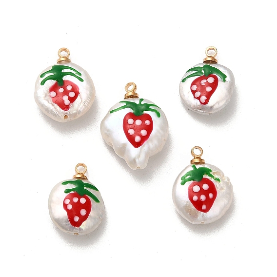 Подвески из натурального пресноводного жемчуга Кеши с красной эмалью, подвески из вишни с фурнитурой из сплава