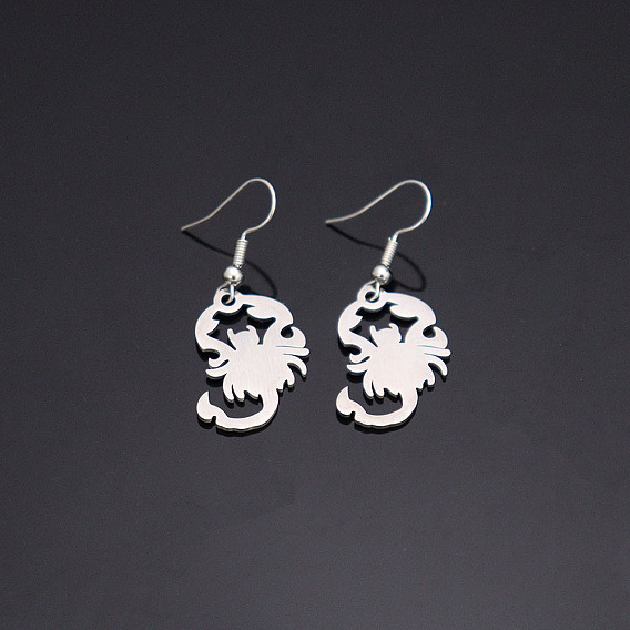 304 Stainless Steel Dangle Earrings for Women, Scorpion
