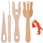 2Pcs Wooden Knitting Loom Plexer, with 2Pcs Wood Knitting Fork Braiding Tool